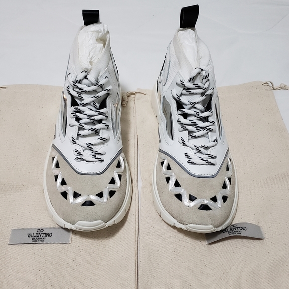 Valentino Men's Wht Heros Reflex Knitted Trainers - Picture 3 of 8